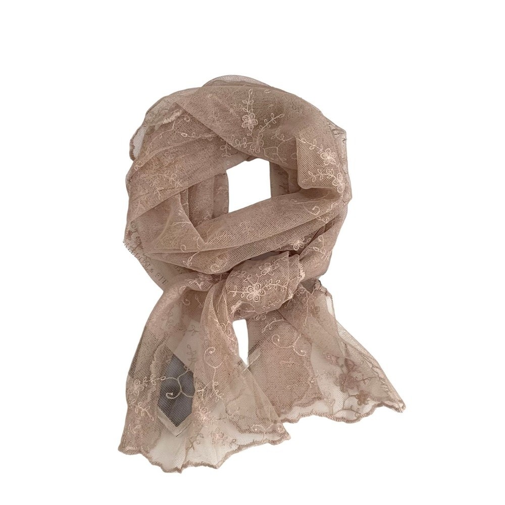 Ascot Neck Scarf - Fashion Long Lace Scarf Breathable Flower