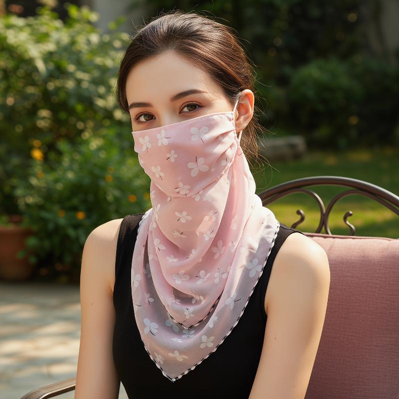 Ascot Neck Scarf - 1Pc Adjustable Chiffon Face Mask –