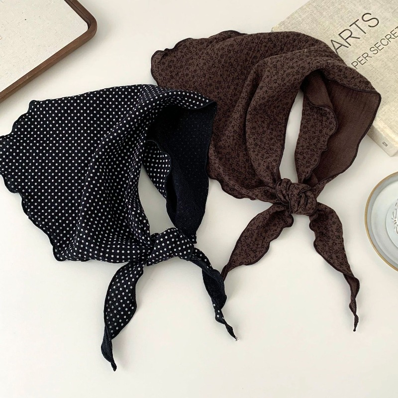 Ascot Neck Scarf - Artistic Floral Triangle Scarf Cotton Linen