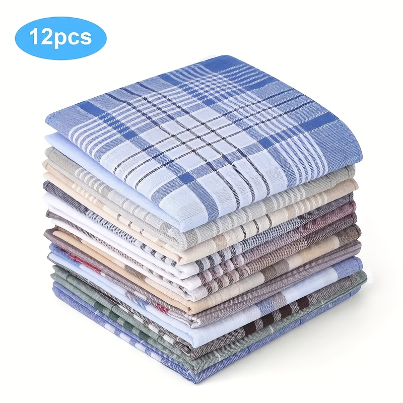 12pcs Men's Cotton Plaid Handk - Pocket Square Set recension och pris
