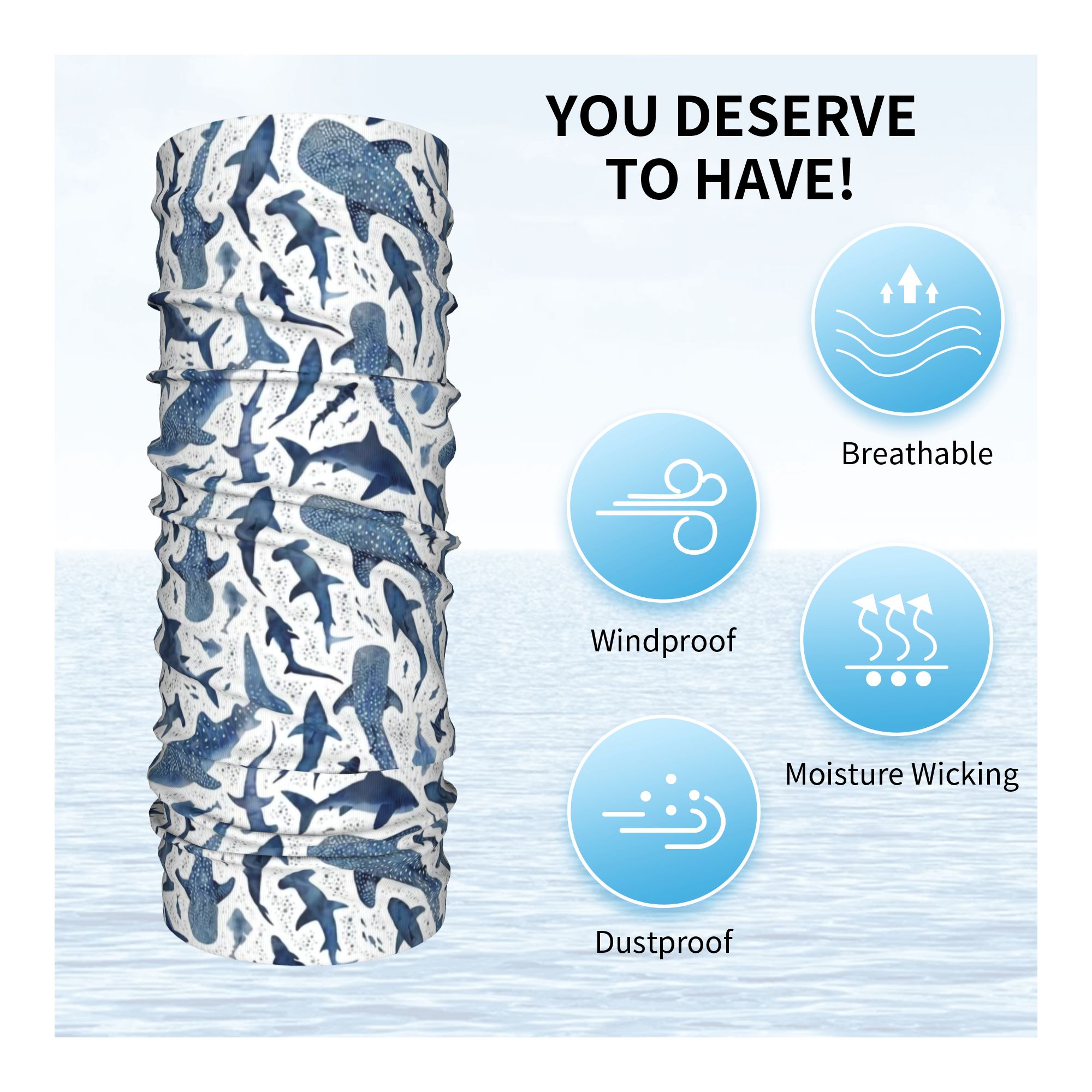 Custom Blue Watercolour Shark  - Neck Warmer Tube recension och pris