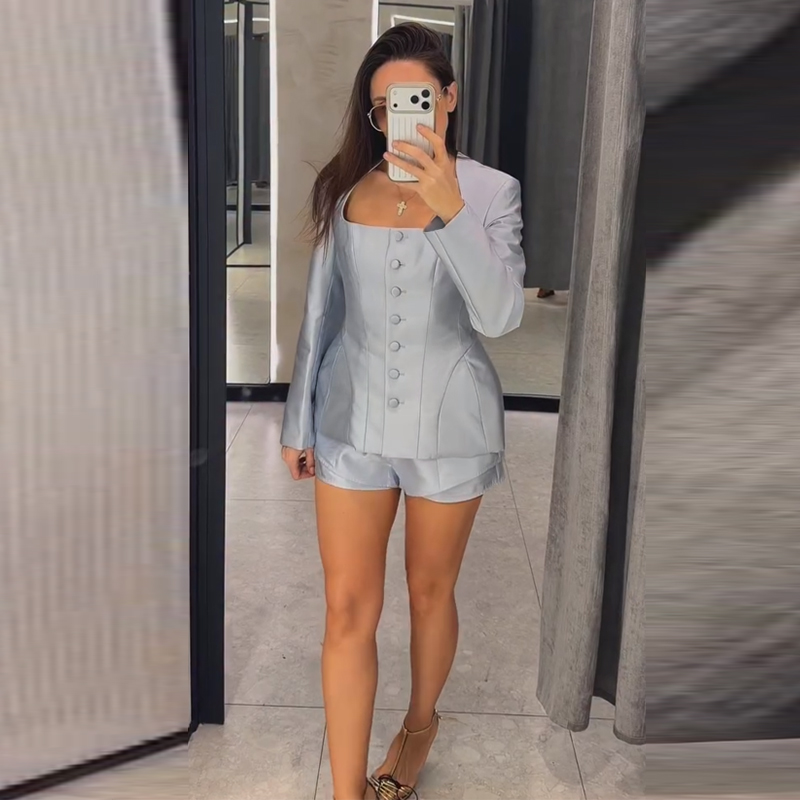 Casual Button Jacket Shorts Su - Pocket Square Set recension och pris