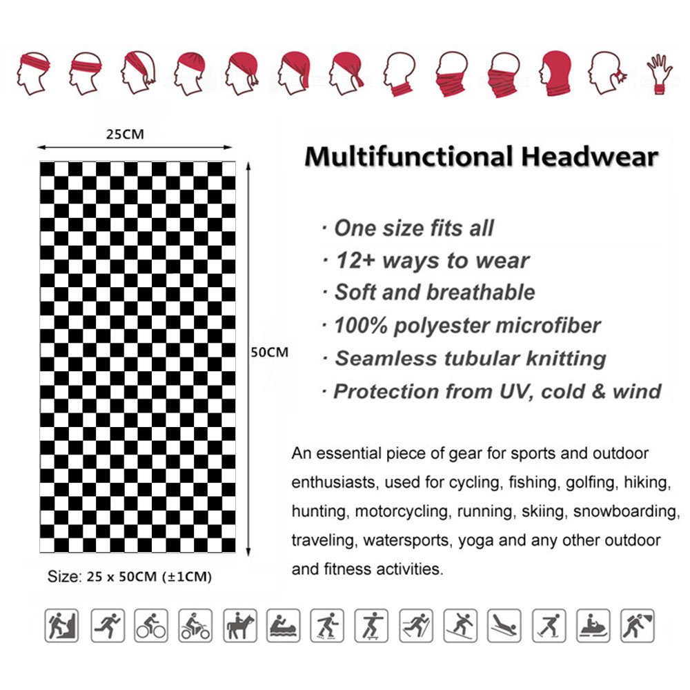 Checkered Ska Printed Headband - Neck Warmer Tube recension och pris